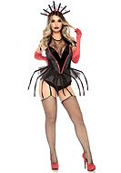 Spider queen, teddy costume, spider web, sheer inlay, tail